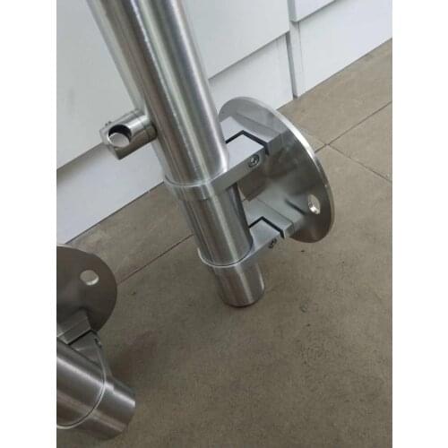 Freeshipping 304# Satin finished Round Staircase Parts Armrest Post Pole Side Mount Base