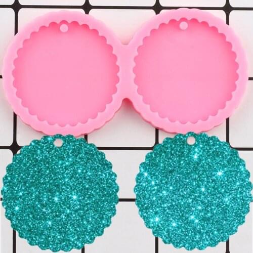 Shiny Glossy Round Shaped Silicone Mold Epoxy Resin Crfat Keychain Moulds Pendant Polymer Clay Mould DIY Handmade Charms Molds