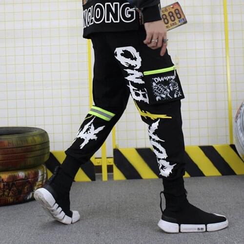 New Autumn Mens Patchwork Harem Pants Streetwear Hip Hop Cargo Pants Overalls Trousers Casual Pants Student Husband Sweatpants
