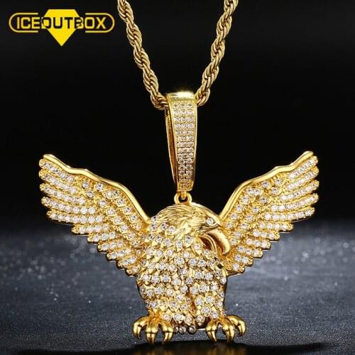 ICEOUTBOX Animal Eagle Pendant Necklace Full Of Crystal Micro Pave Cubic Zirconia With Tennis Chain For Mens Hip Hop Jewelry