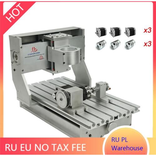 DIY cnc 3020 frame 3axis 4axis for cnc engraving milling machine ball screw limit switches with Nema23 stepper motors couplings