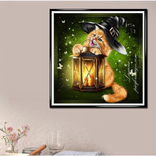 Full Square/Round Drill 5D DIY Diamond Painting "Halloween Cat" 3D Embroidery Cross Stitch 5D Rhinestone Home Decoration