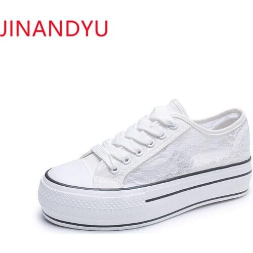 Lace Platform Sneakers Women Shoes Breathable Fashion Black White Sports Shoes for Women Sneaker Platforms Chunky Shoes Woman