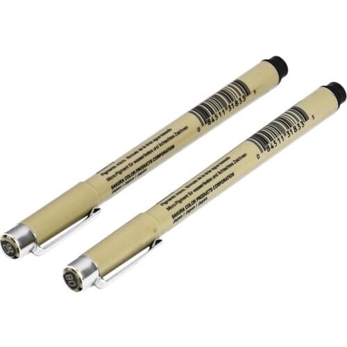 Micro Pen 08 Black Ink Marker Fine Point Felt Tip Pen for Artist Drawing, Pack of 2
