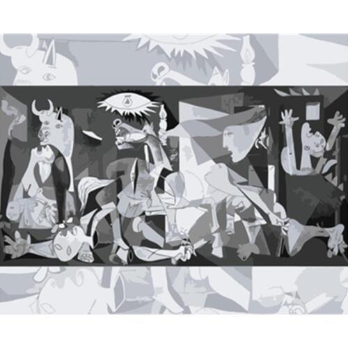 Painting By Numbers DIY Dropshipping 40x50 60x75cm Black and white Guernica Figure Canvas Wedding Decoration Art picture Gift