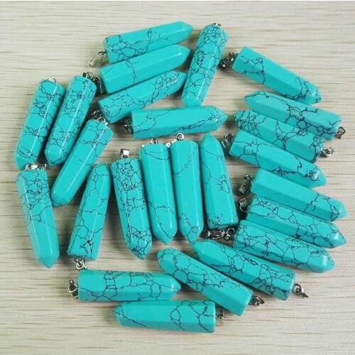 Wholesale Fashion Natural pillar calaite stone Stone Pendants Charms Point Teardrop Pendants 12Pcs/Lot Free shipping