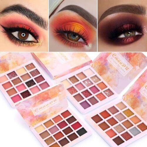 Women Fashion 16 Colors Eyeshadow Palette Shiny Eye Shadow Makeup Matte Metallic Glitter Sequin Waterproof Eye Makeup