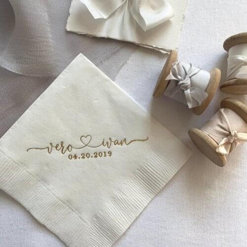 Personalized Wedding Napkins, Rehearsal Dinner, Engagement Party, Custom Bar Napkins, Custom Napkins - Destination Wedding