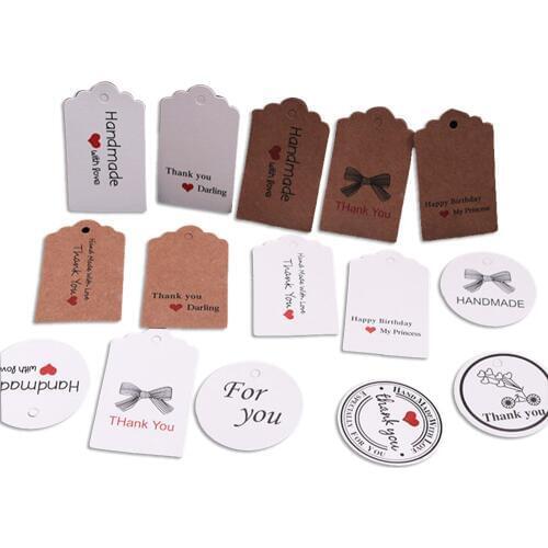 Present Thank You Labels Hand Made With Love Kraft Paper Tags For Clothing Handmade Paper Gift Tag Price Lists For The Store