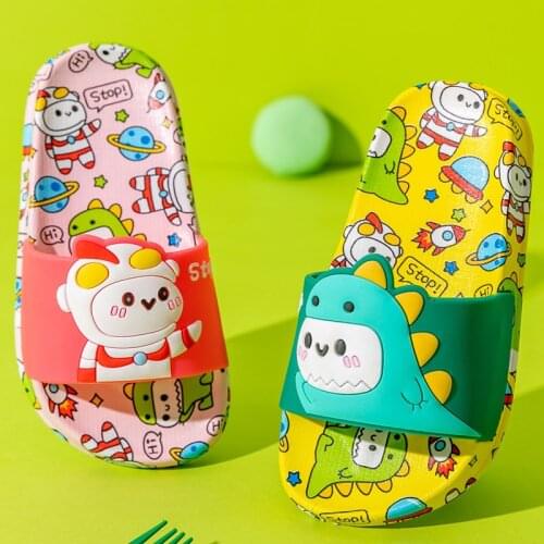 Cute Cartoon Boys Girls Sandals Slippers For Kids Printed Soft Sole PVC Non Slip Indoor Home Children Baby Slides Summer Shoes