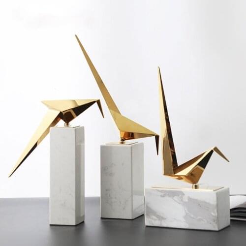 Nordic Style Light Luxury Decoration Geometric Bird Marble Ornaments Modern Simple Hotel Club Villa Living Room Home Accessories