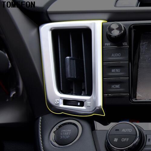 TOMEFON For Toyota RAV4 RAV 4 2016 ABS Chrome SMiddle Air Vent Cover Frame Sticker Accessories Trim 2Pcs/Set
