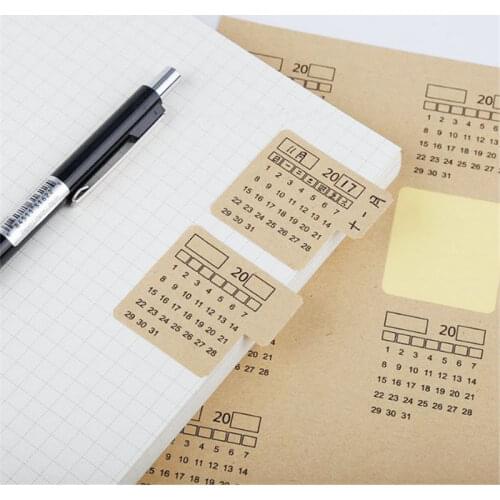 4 Sheets Kraft Paper Handwriten Perpetual Calendar Notebook Index Label Sticker Calendar Sticker Organizer Kawaii Stationery