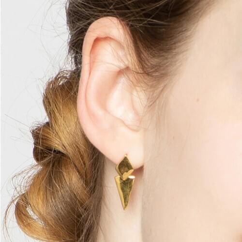 925 Sterling Silver Jewelry Female Gold Geometric Drop Dangle Earrings for Women Statement Jewel Accessories Gifts