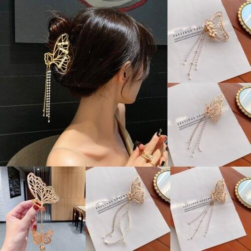 Korean Style Hollow Women GIrls Hair Claws Pendant Hair Clip Hairpins Fashion Elegant Butterflies Hair Accessories Headwear