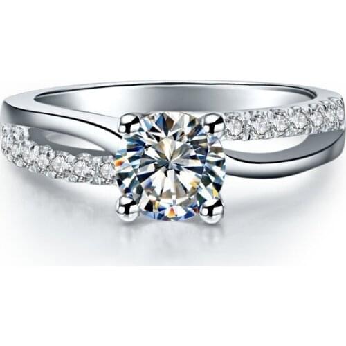 1 Carat White Gold 14K Lovely Style Plush Certified Moissanite Wedding Ring For Women Original Solid Gold Color Ring