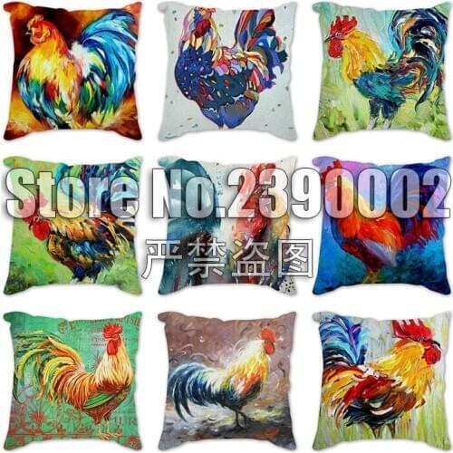 Animals rooster Pillow Cover 45x45cm Cushion Cover Decorative Pillows For Sofa Throw Chickens Home Decoration Pillowcase Gifts