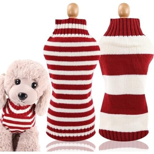 Dog Winter Clothes Knitted Pet Clothes for Small Medium Dogs Chihuahua Puppy Pet Sweater Yorkshire Stripe Dog Sweater Ropa Perro