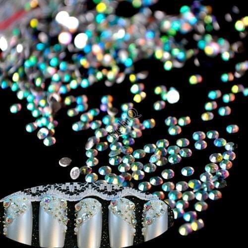 1 Bag= 1000pcs 3D AB Nail Art Rhinestones SS6 2mm Resin Flat back Rhinestone Beads DIY Nails Design Phone Case N22
