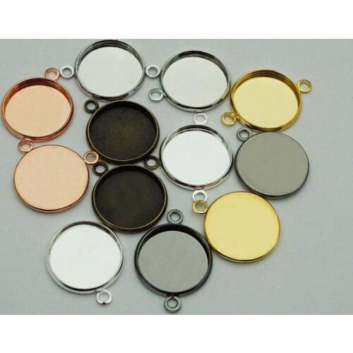 10pcs 12mm-25mm single double Ring Round Blank Connector DIY Cabochon Base Bracelet Pendant Setting For Jewelry Making Findings