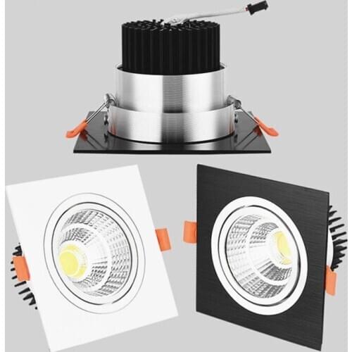10pcs Square Bright Recessed white sliver black LED Dimmable Downlight COB 7W 9W 12W LED Spot light decoration Ceiling Lamp