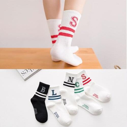 2 pairs/autumn and winter letters ladies in stockings students INS two bar two bar socks female Korean version funny tide