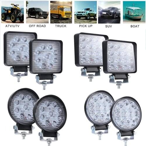 2Pcs 9-30V 27W 42W 48W LED Work Light Bar Spot Beam Offroad Truck SUV 4X4 Boat Pickup Fog Lamp 6000K