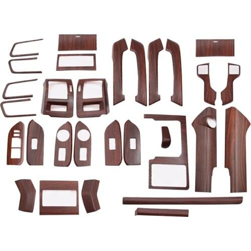 30Pcs LC200 Mahogany Interior Car Accessories Original peach wood Window Switch Cover Full Set Of Decoration For 14-17 Prado
