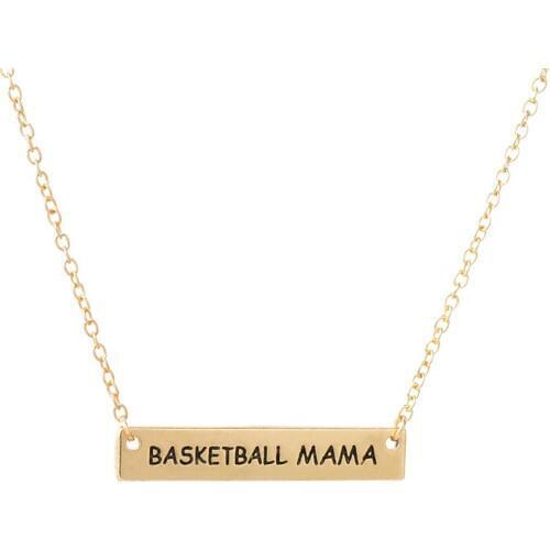 30pcs Fashion Sport Style Bar Pendant Handmade Lettering"Baketball Mama"Necklace Jewelry Personality Bar Necklace