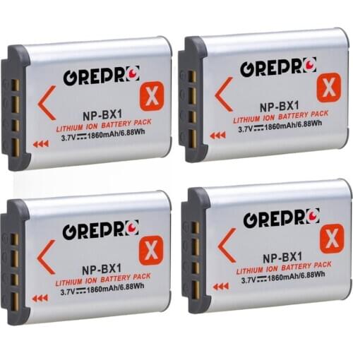 4x 1860mAh NP BX1 NPBX1 NP-BX1 Battery for Sony DSC RX1 RX100 M3 M2 RX1R WX300 HX300 HX400 HX50 HX60 HX80 HX90V FDR X1000V X1000
