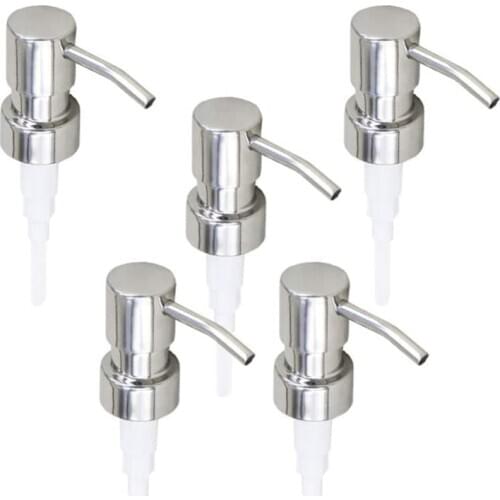 5Pcs Stainless Steel Soap Pump Replacement 28 Teeth Metal Bottle Nozzles Lotion Dispenser Head