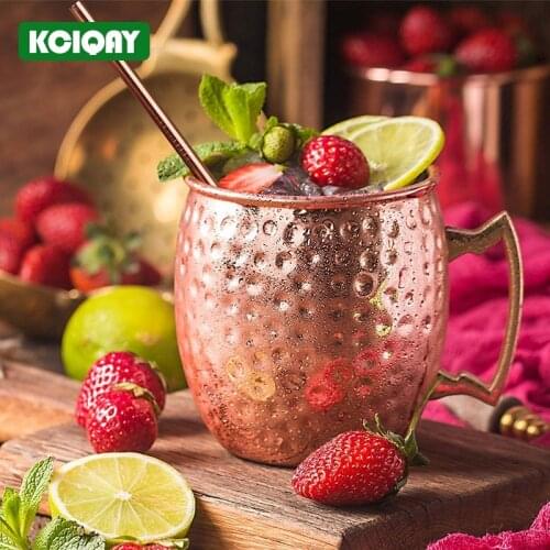 550ML 18Ounces Moscow Mule Mug Stainless Steel Hammered Copper Plated Beer Mug Classic Vodka Whisky Beer Cup Bar Drinkware