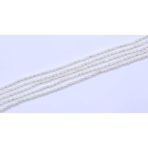 APDGG Wholesale 5Strands 2-3mm AA Rice Shape Freshwater Real Pearl Strand women lady jewelry DIY