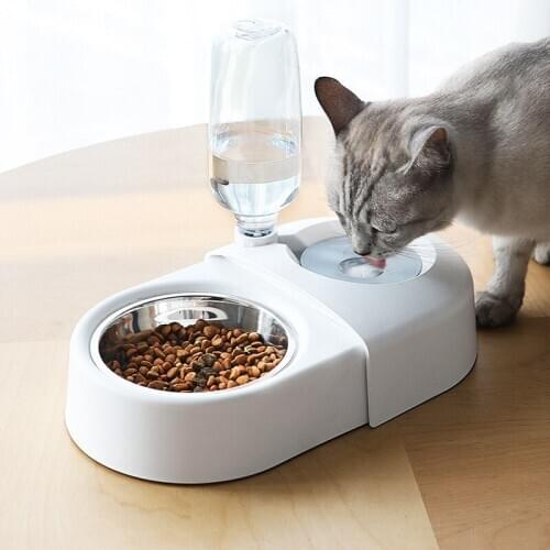 Cat and Dog Automatic Feeding Water Feeder Double Bowl Automatic Drinking Water Basin Anti Overturning Rice Basin Pet Products