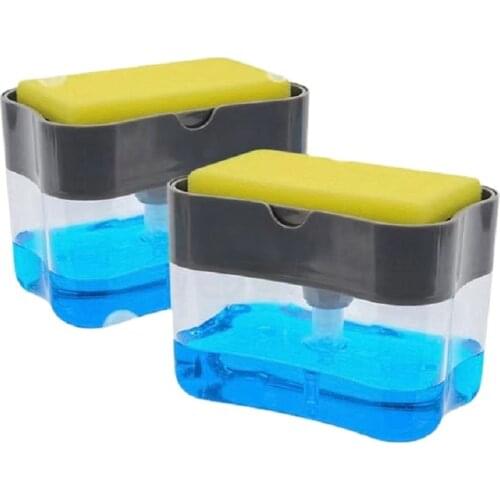 Automatic Soap Dispenser Pump With Sponge Manual Cleaning Liquid Dispenser Container Manual Press Soap Organizer Kitchen Tool