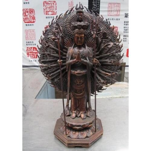 Free shipping 57cm Tibet Red Bronze Copper 1000 Arms Avalokitesvara Bodhisattva Kwan Yin Buddha off 50