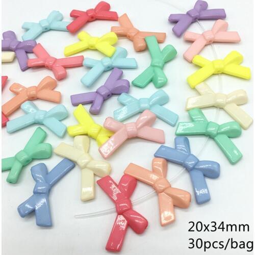 Acrylic Candy colorful Bow Beads Flexible Combination Beads For Jewelry Making kids toy DIY Craft Needlework Accessories 20x34mm
