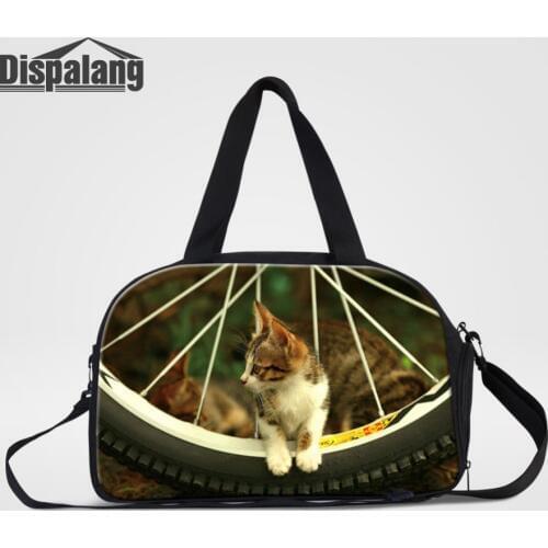 Dispalang Multifunction Womens Travel Bags Brand Vintage Large Crossbody Weekend Bags Cat Print Shoulder Bag Travel Handbag