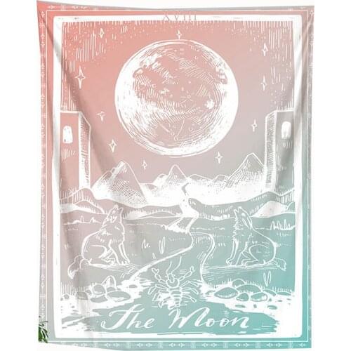 Aesthetic room decor tapestry moon wolf wall hanging carpet bedroom bedspread tarot tapestry wall cloth