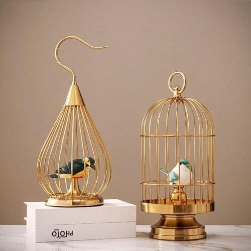 European Style Golden Birdcage Bookcase Living Room Decoration Abstract Metal Birdcage Crafts Bird Furnishings Home Decoration