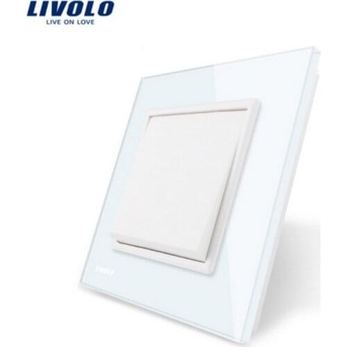 Livolo Manufacturer EU Standard Push Button Switch,Luxury White Crystal Glass Panel, 1 Gang 1 Way , Mechanical switch,VL-C7K1-11