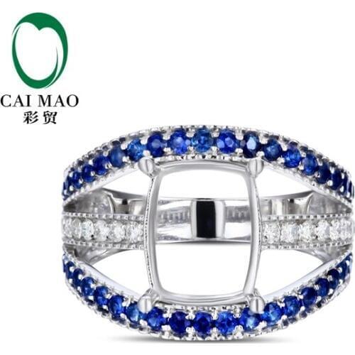 CaiMao Cushion cut Semi Mount Ring Settings & 0.63ct Diamond 14k White Gold Gemstone Engagement Ring Fine Jewelry