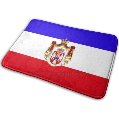 Black Yugoslavia Coat Of Arms Flag Mat Rug Carpet Anti-Slip Bedroom Entrance Door Mat Yugoslavia Flag Flags Historical Serbia