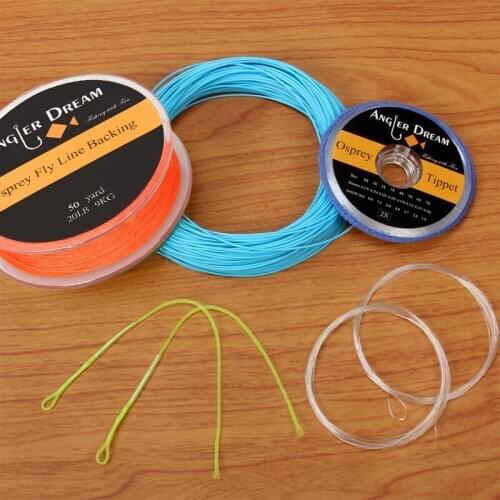 2/3/4/5/6/7/8 WT Fly Fishing Line Combo Weight Forward Floating Blue Fly Line 20/30LB Backing Line Tapered Leader Loop Tippet