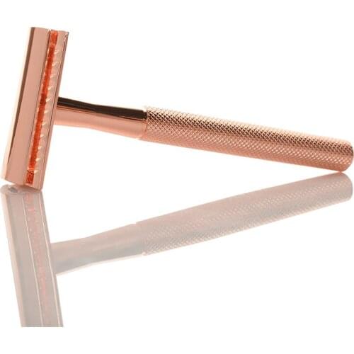 Metal Safety Razor Kinghood Stainlessl Steel Hair Cosmetics Daily Use Matte Rose Gold Double Edge Shaving Razor for women
