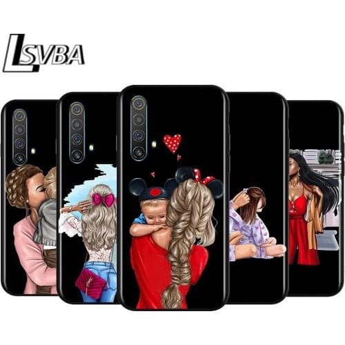 Fashion Super Baby Mom Shockproof Cover for OPPO Realme7 7i 6 5 3 2 Pro C1 C2 Black Phone Case Shell Soft Fundas Coque Capa