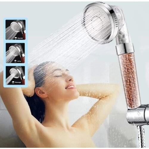 Bath Shower Head Lonic 3 Modes Adjustable Showerhead Jetting High Pressure Saving Water Bathroom Filter Sprayer SPA Nozzle