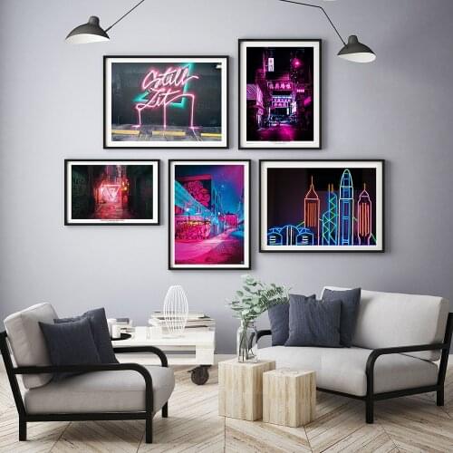 Wall Art Canvas Home Decor photography Painting HD Print Neon Lights Modern Posters Cuadros Modular Pictures Living Room