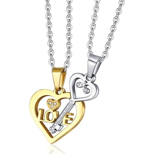 New Couple Necklaces Love Key Pendant for Men Woman Anniversary Valentines Day Gift Promise Jewelry