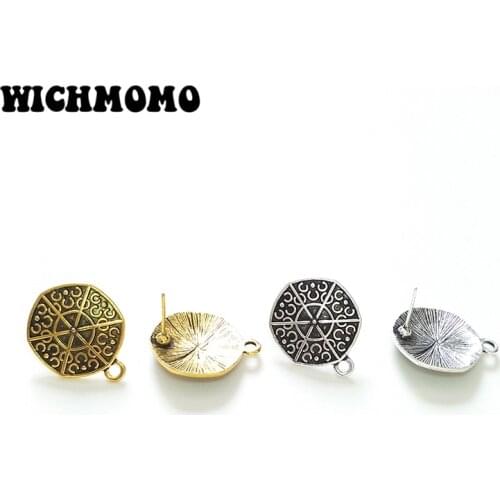 New Fashion 10pcs Retro Plated Gold Hexagon Zinc Alloy Earring Base Connectors Linkers for DIY Jewelry Accessories PJ213